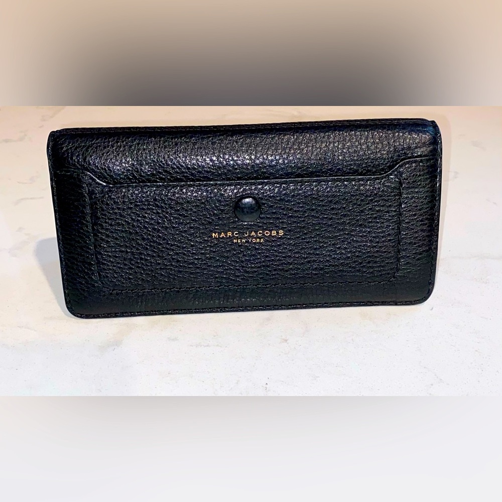 Marc Jacobs Black Pebbled Leather Continental Wallet